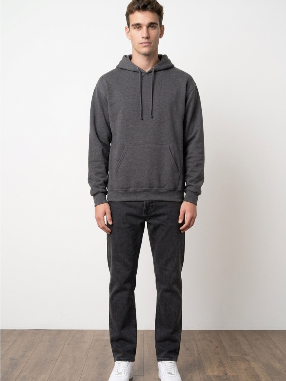 Fruit of the Loom Charcoal Gray Hoodie - Pullover Sweatshirt